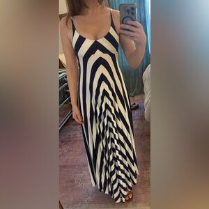 Nadia Tarr Striped Navy and White Maxi Dress